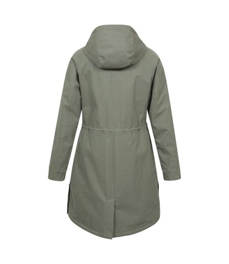 Womens/ladies polperro lightweight padded waterproof jacket khaki green Mountain Warehouse