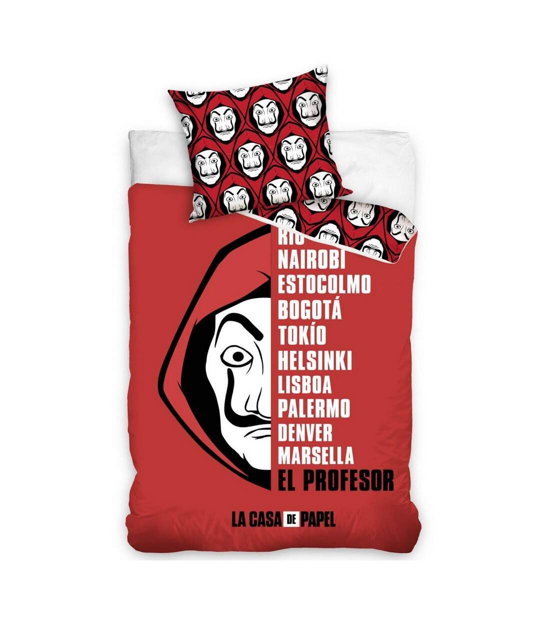 La casa de papel cotton duvet cover set red/white/black Money Heist-1