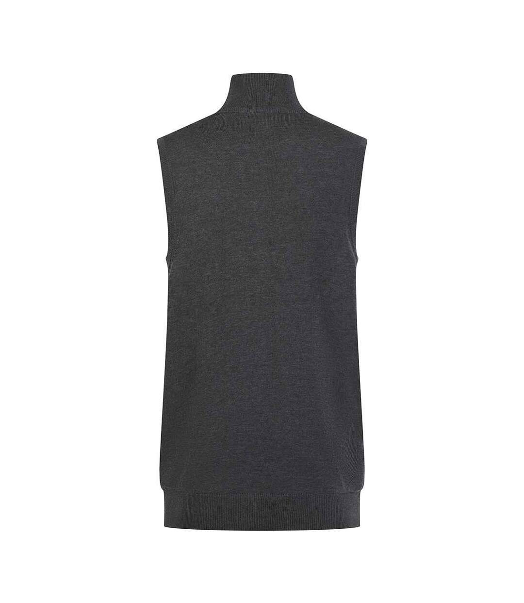 Mens plain full zip sleeveless gilet grey marl Henbury-2