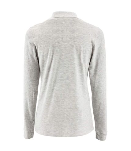 SOLS Womens/Ladies Perfect Long Sleeve Pique Polo Shirt (Ash)