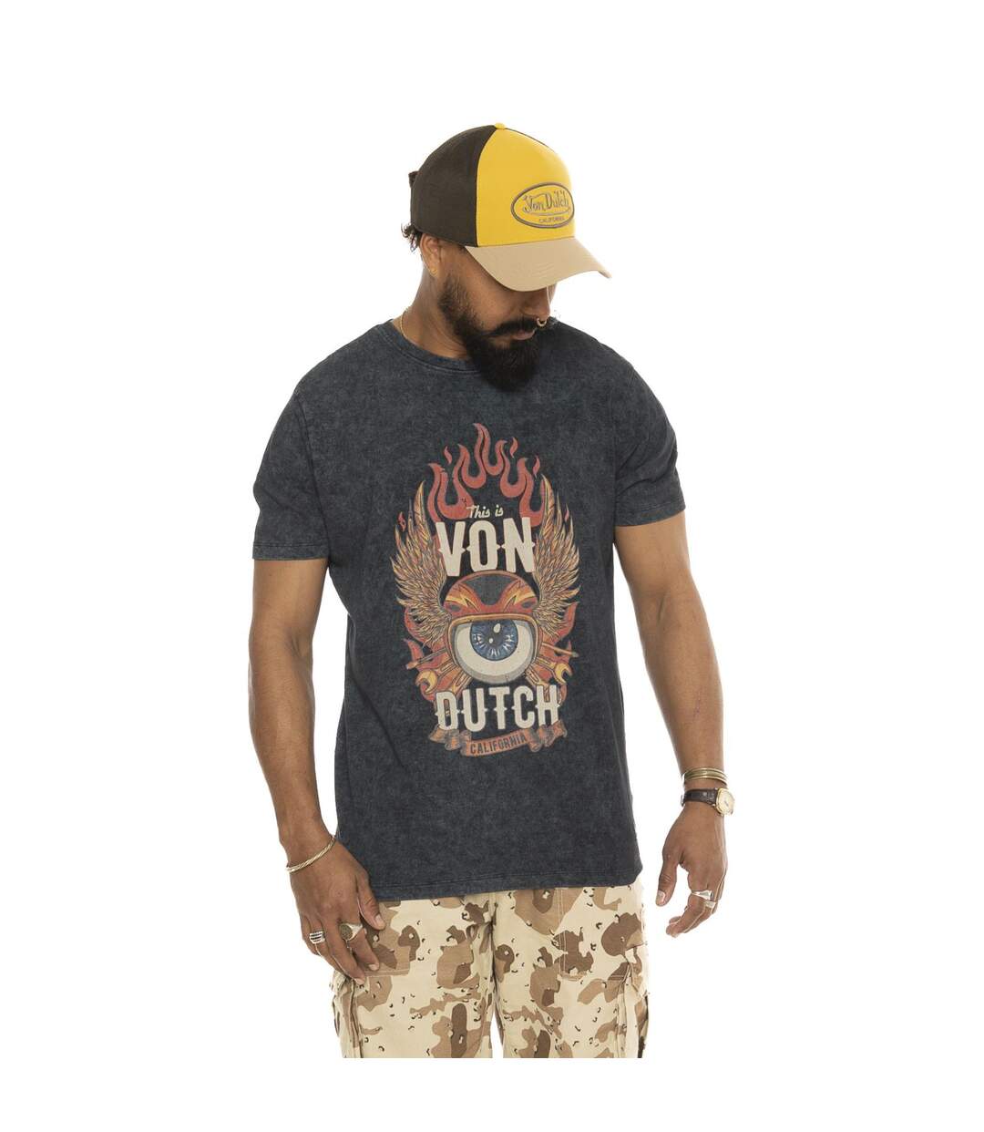 T-shirt homme col rond manches courtes homme acid wash Fly Vondutch-1