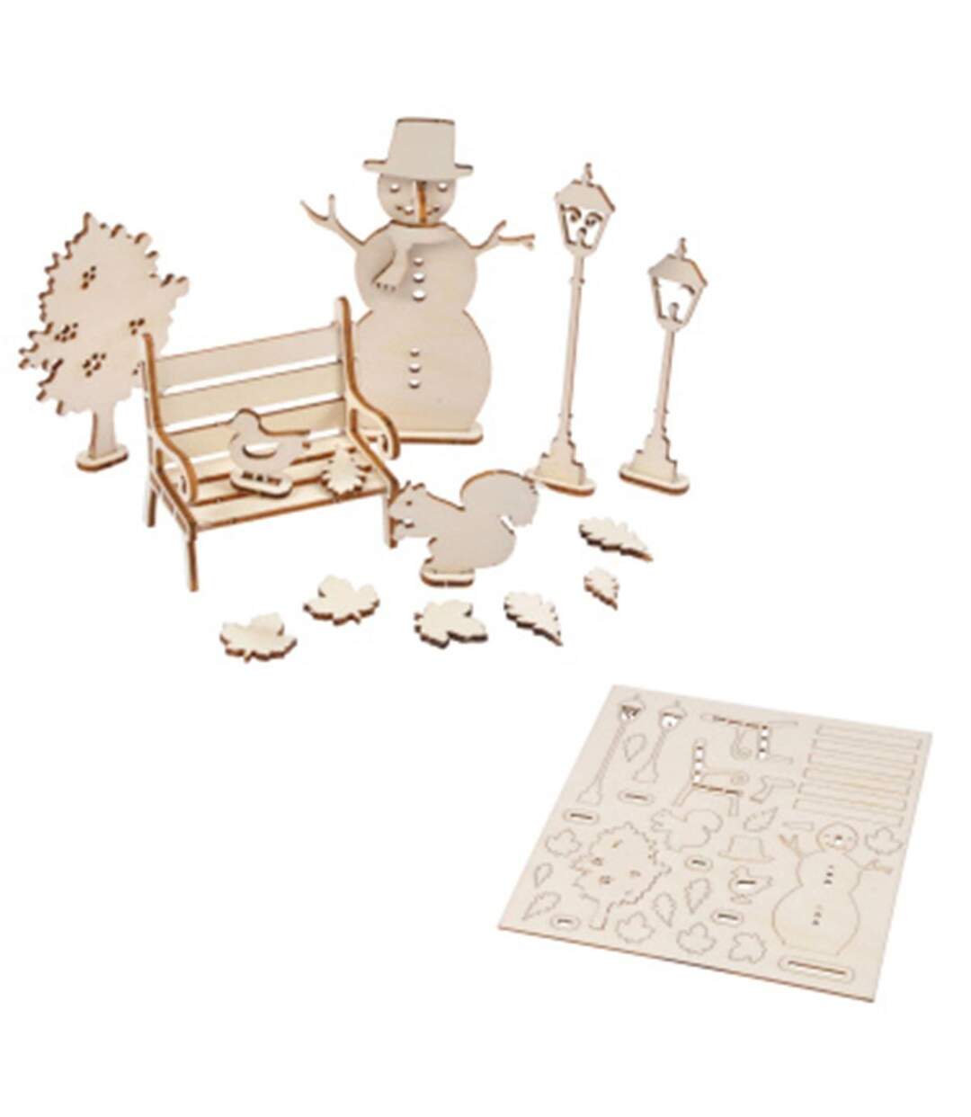 Kit Scènes de Noël 3D Bonhomme de Neige 10cm Naturel-1