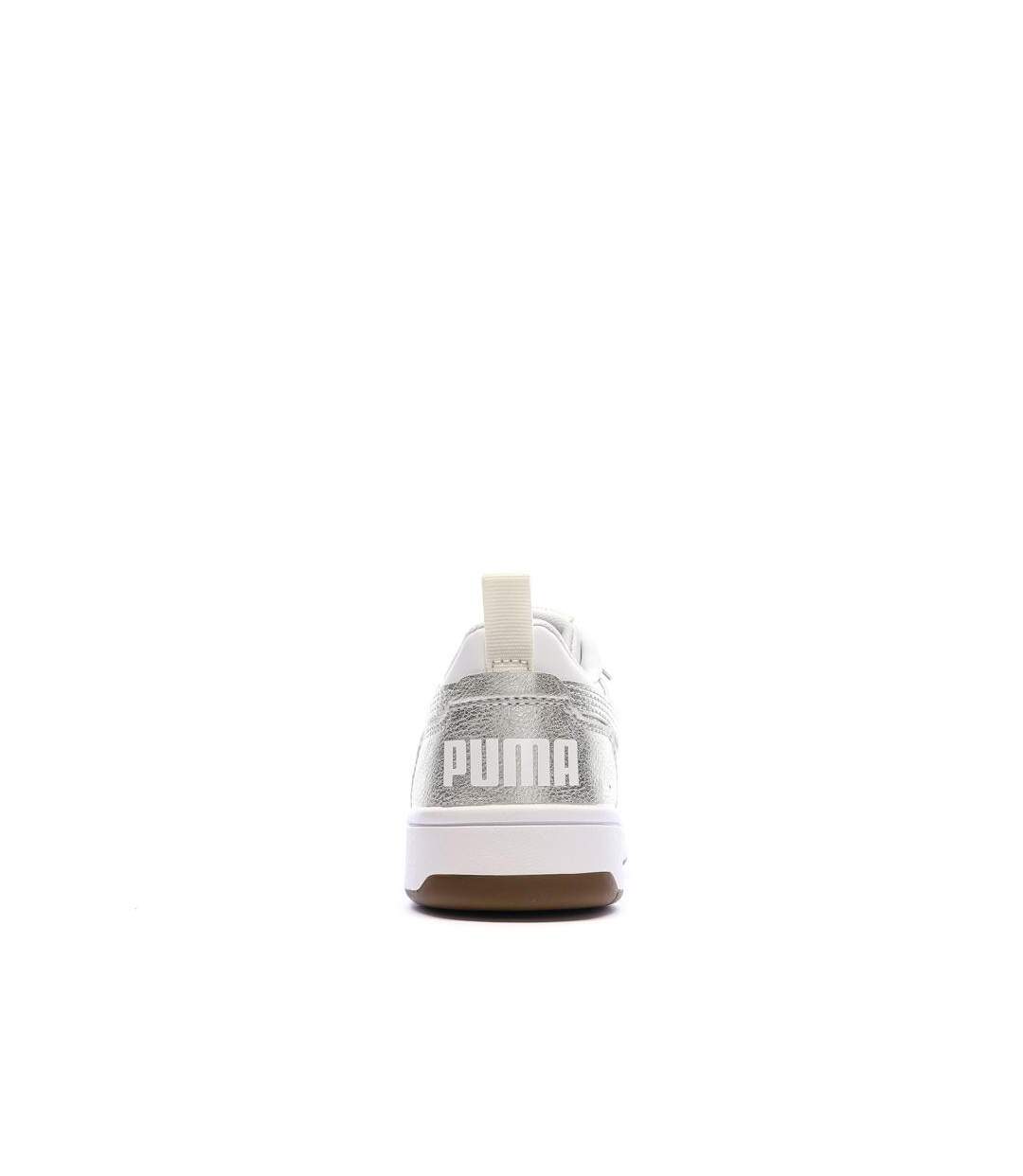 Baskets blanc/argent femme puma rebound v6 low metal-3