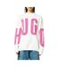 Womens/ladies Crew Neck Relaxed Fit Long-sleeved Jumper Natural Hugo-3