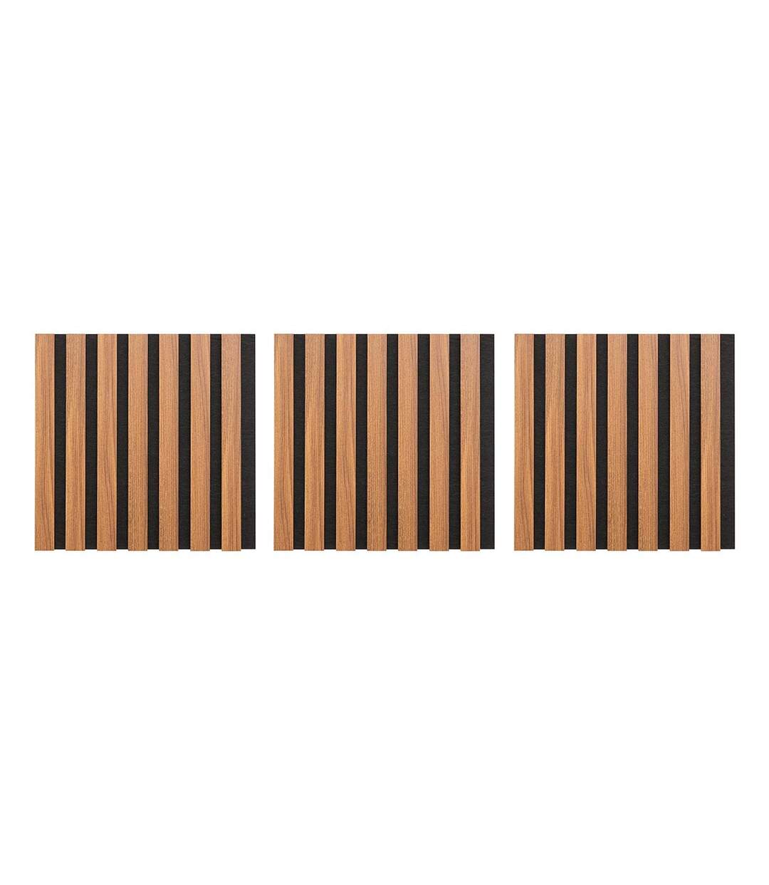 Lot de 3 Panneaux Déco Colva 30x30cm Marron-1