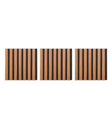Lot de 3 Panneaux Déco Colva 30x30cm Marron