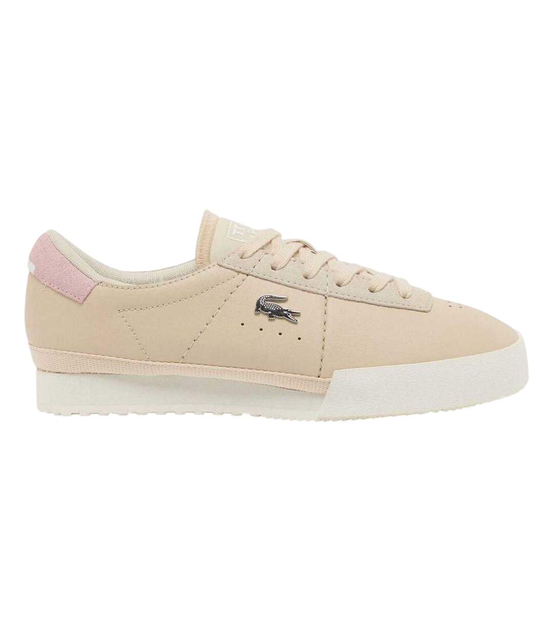 Womens/ladies Logo Leather Trainers Off White Lacoste-1