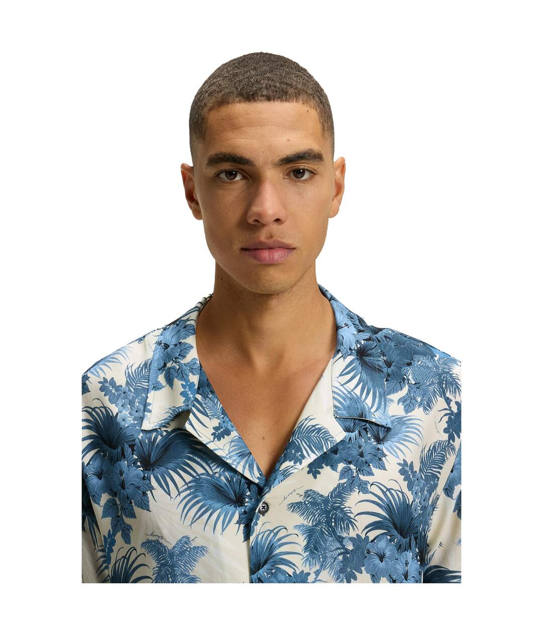 Chemise Manches Courtes Motif/style Floral Homme Bleu Boss-4