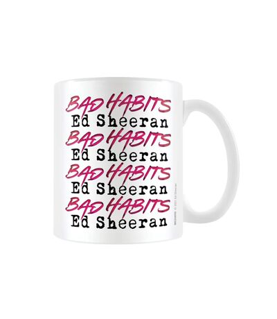 Ed Sheeran Bad Habits Repeat Print Mug (White/Pink/Black) (One Size) - UTPM2421