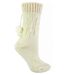 Sock Snob - Ladies Warm Slipper Alpaca Wool Blend Pom Pom Bed Socks with Non Slip Heart Grips