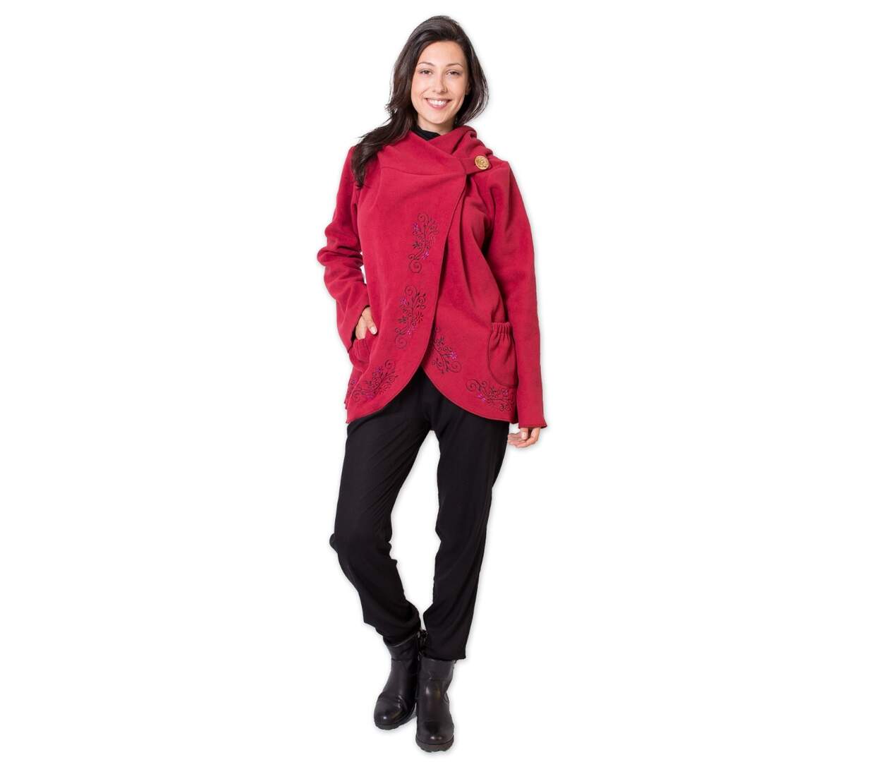 Veste polaire brodée COLUMBIA rouge Coton Du Monde-2