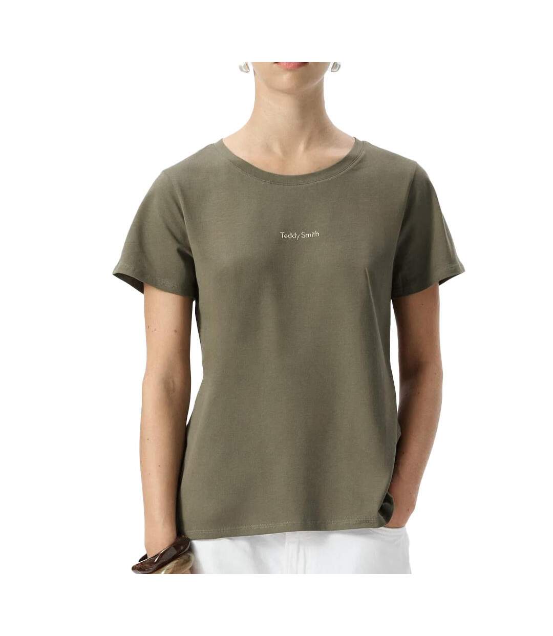 T-Shirt kaki foncé femme teddy smith ribelle-1