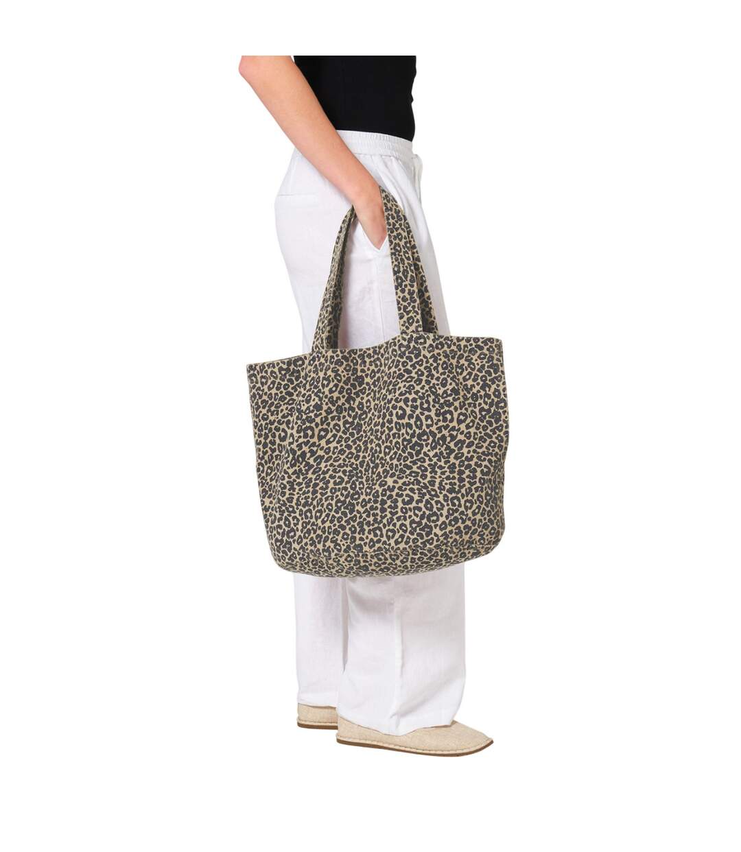 Sac De Courses Motif/style Imprimé Léopard Taille Unique Noir Beige Westford Mill-2