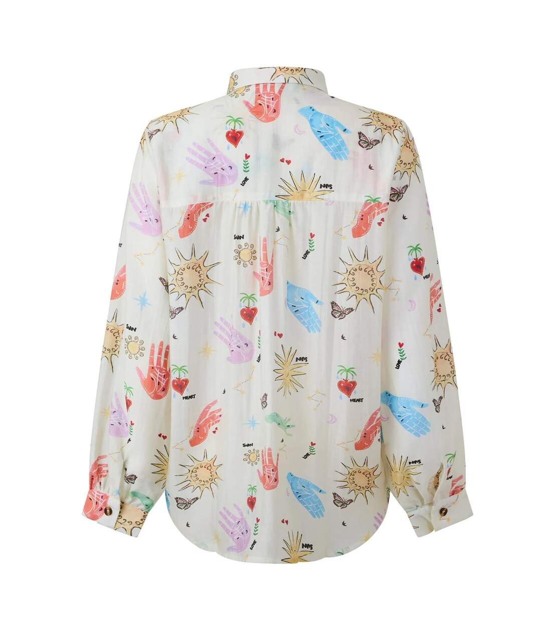 Womens/ladies Celestial Marley Patterned Shirt Cream Never Fully Dressed-2