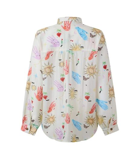 Womens/ladies Celestial Marley Patterned Shirt Cream Never Fully Dressed