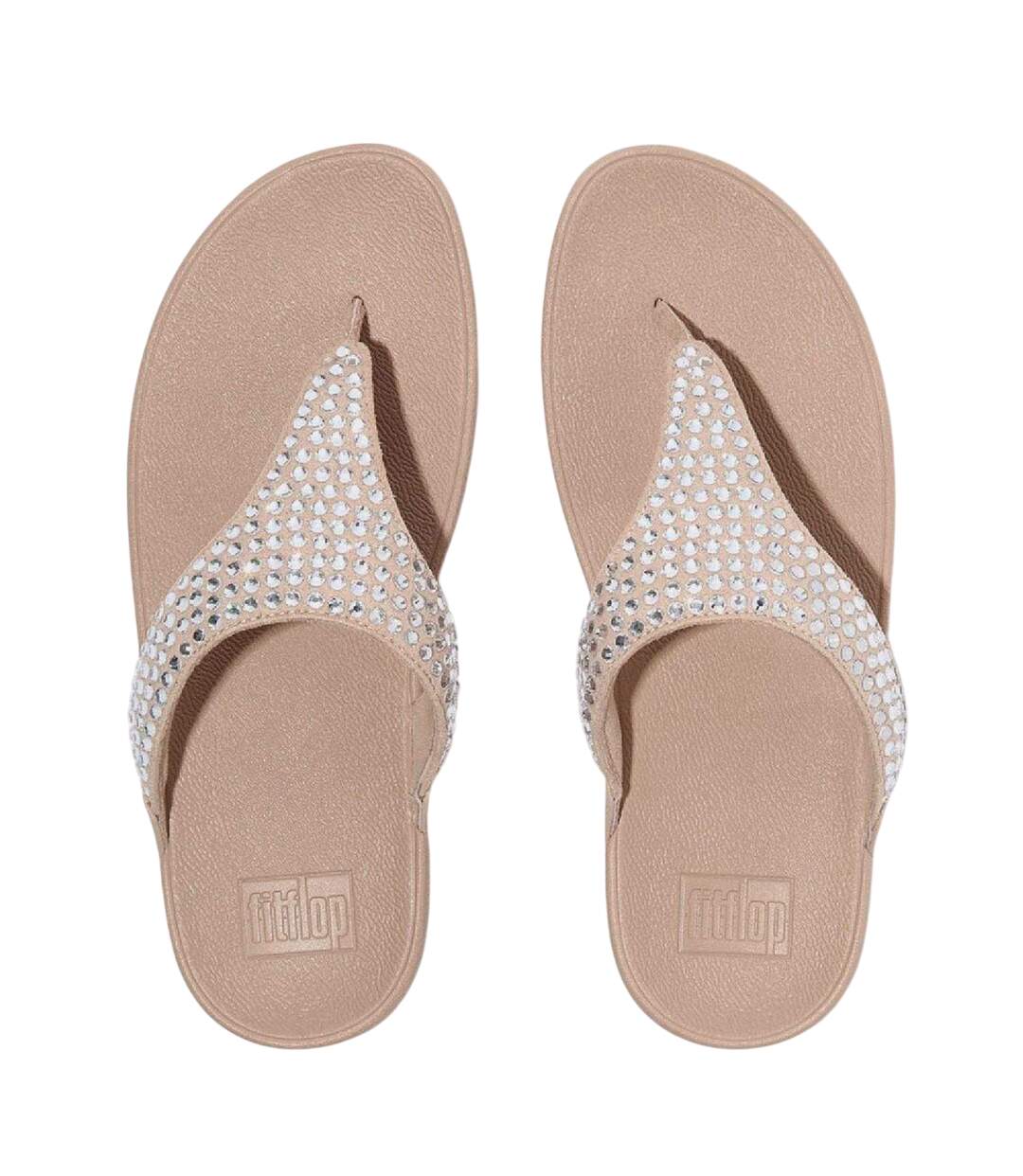 Womens/ladies Lulu Maxi Crystal Sandals Beige Fit Flop-3