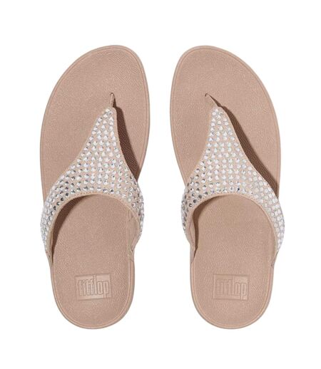Womens/ladies Lulu Maxi Crystal Sandals Beige Fit Flop