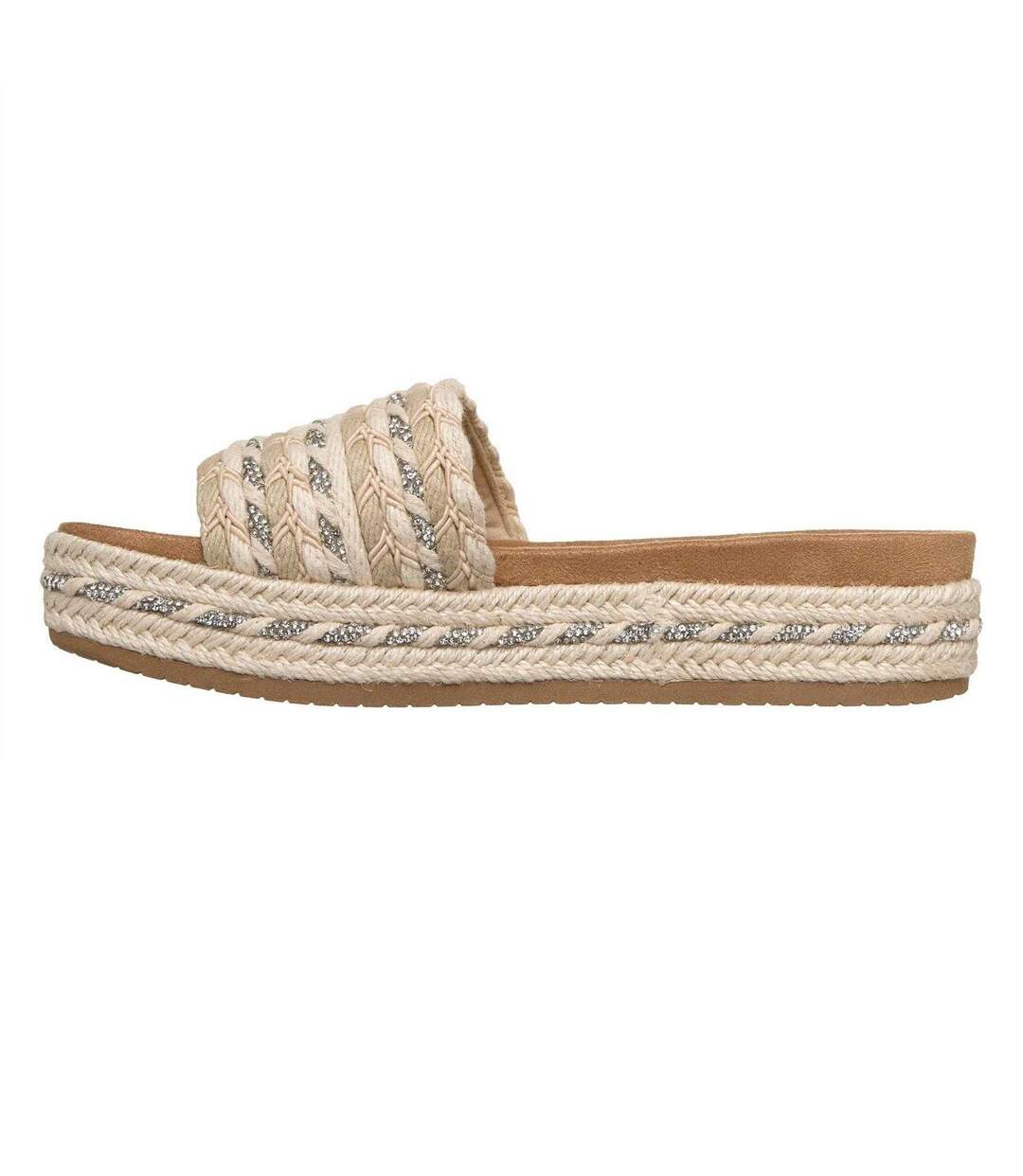 Womens/ladies Misty Embellished Platform Slides Natural Skechers-2