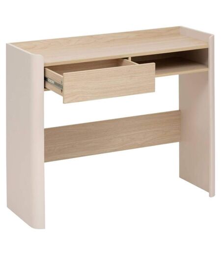 Console effet bois 1 tiroir ROUNDY - Beige