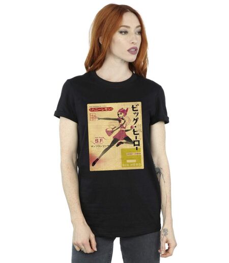 Disney Femme/Les femmes Big Hero 6 Baymax Honey Lemon Newspaper Coton Boyfriend T-Shirt (Noir) - UTBI15513
