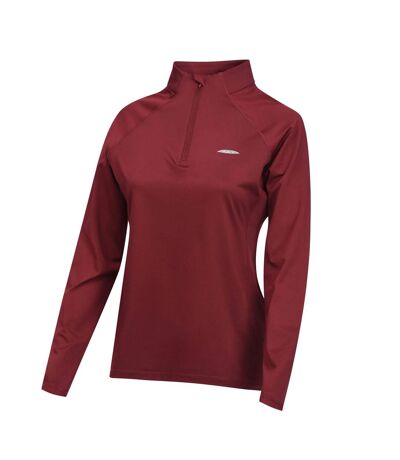 Womens/ladies Prime Long-sleeved Base Layer Top Maroon Weatherbeeta