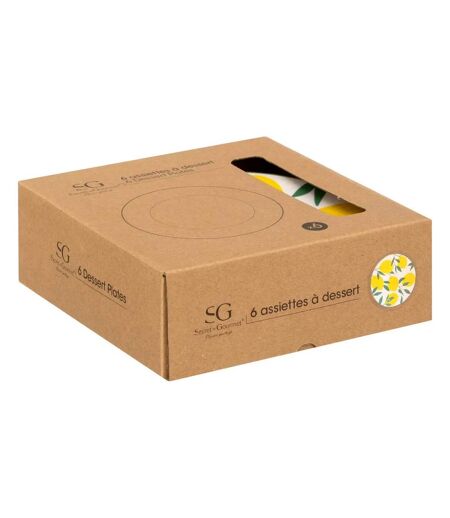 Lot de 6 Assiettes à Dessert Citrons 19cm Multicolore