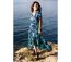 Robe longue viscose SAKURA imprimé marine et turquoise Coton Du Monde-5