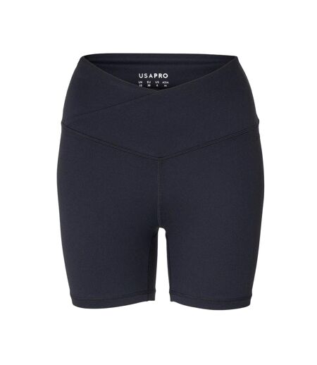 Womens/ladies Wrap Front High Waist Cycling Shorts Black USA Pro