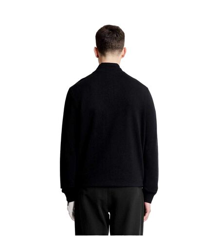 Haut De Golf À Col Montant Zippé Motif/style Logo Brodé Homme Noir Lyle & Scott