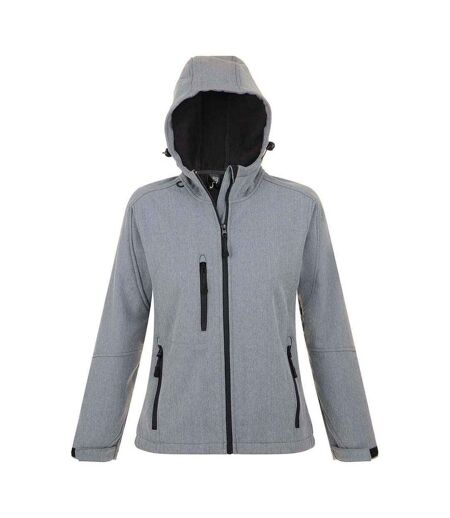 Womens/ladies Replay Soft Shell Jacket Grey Melange SOLS