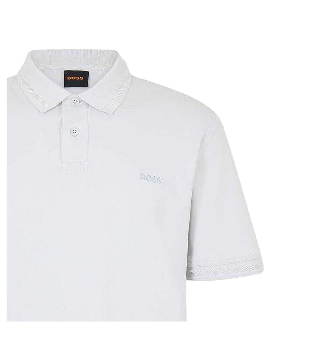 Mens Interlock Short-sleeved Polo Shirt Light Grey Pastel Grey Boss-3