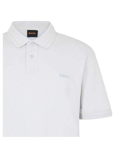 Mens Interlock Short-sleeved Polo Shirt Light Grey Pastel Grey Boss