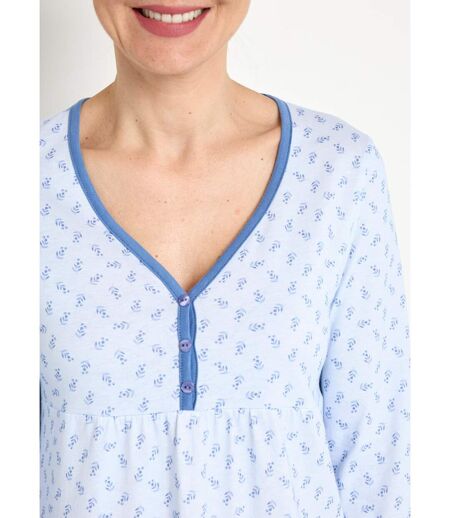 Chemise de nuit longue manches 3/4 coton imprimé