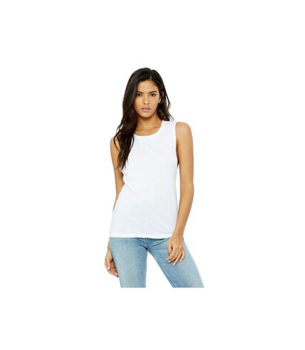 Bella Ladies/Womens Flowy Scoop Muscle Tee / Sleeveless Vest Top (White)