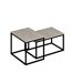 Duo de tables basses encastrables effet travertin - Beige et noir-4