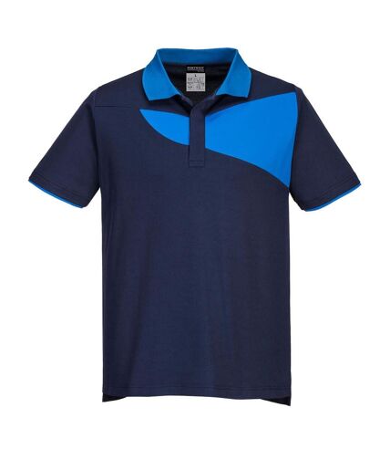 Portwest Mens Cotton Active Polo Shirt (Navy/Royal Blue)