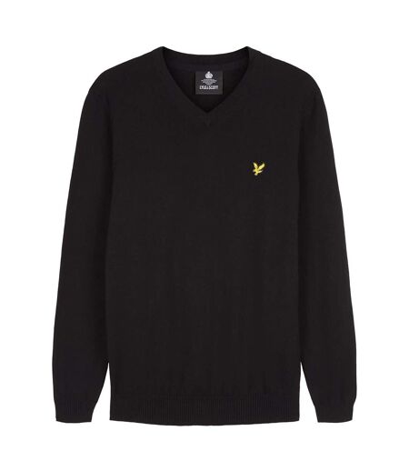 Mens cotton merino v neck sweater jet black Lyle & Scott