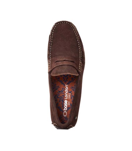 Mens Collins Driver Suede Loafers Dark Brown Base London
