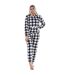 Ensemble De Pyjama Long Motif/style À Carreaux Femme Bleu Marine Blanc Keanu-2