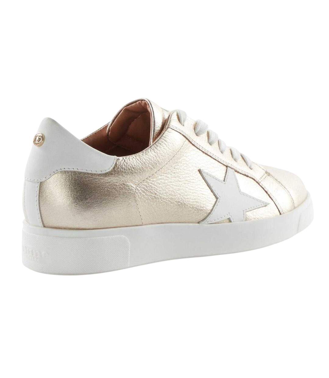 Womens/ladies Edriss Metallic Star Canvas Platform Trainers Gold Dune London-2
