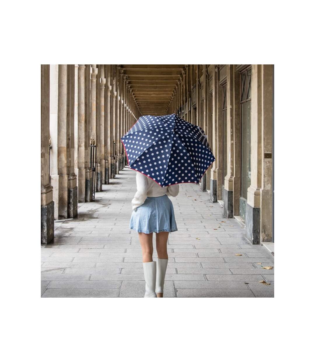 Le Parapluie Français - Parapluie pliant mini pois - rouge - 7922-4