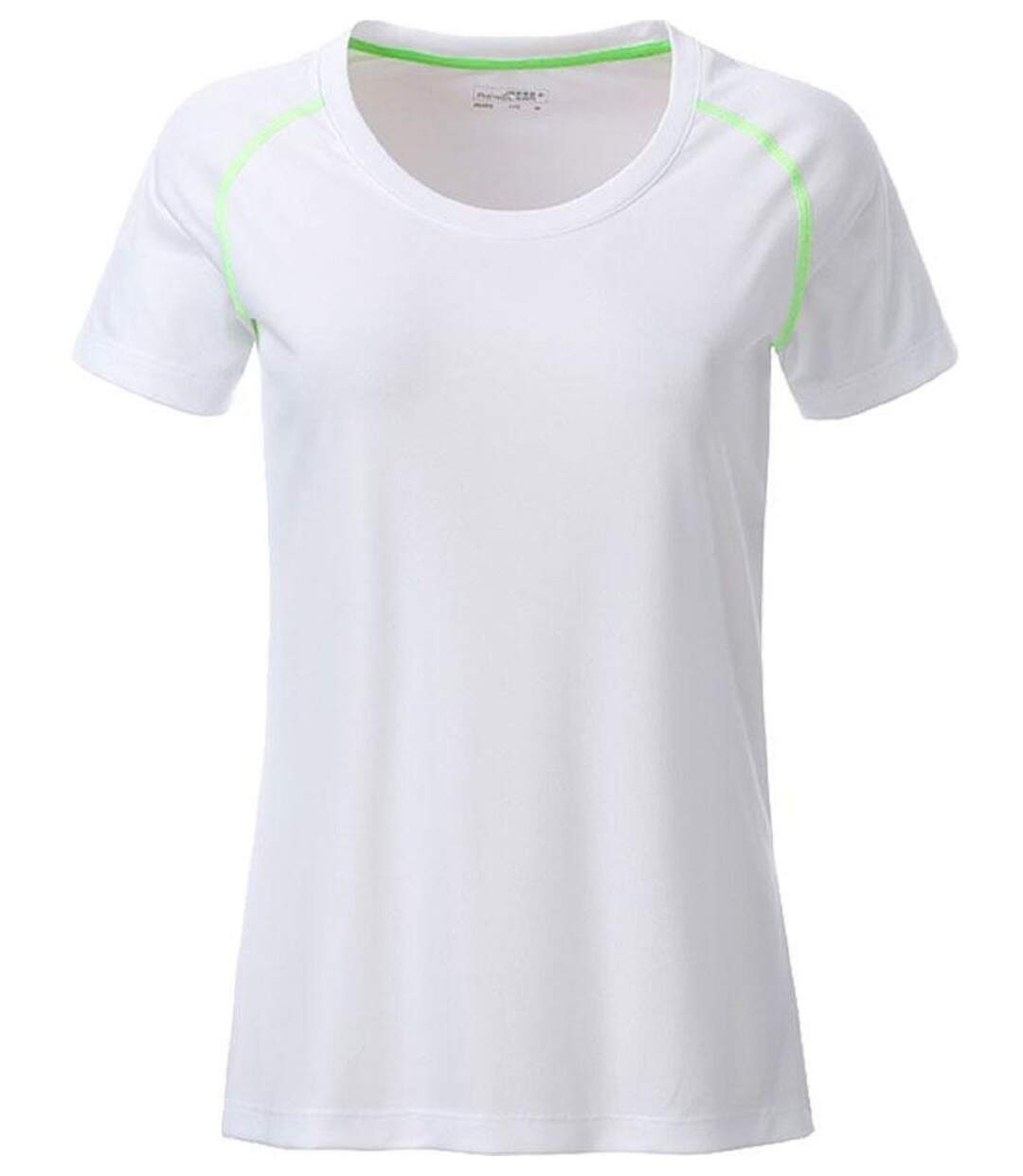 Maillot running respirant - Femme - JN495 - blanc et vert vif