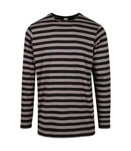 T-shirt Manches Longues Motif/style Rayé Homme Anthracite Noir Urban Classics
