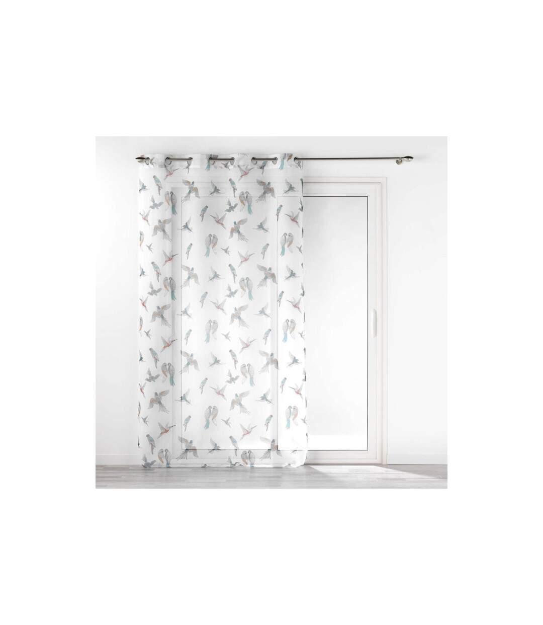 Rideau Voilage à Œillets Imprimé Envolia 140x240cm Blanc-1