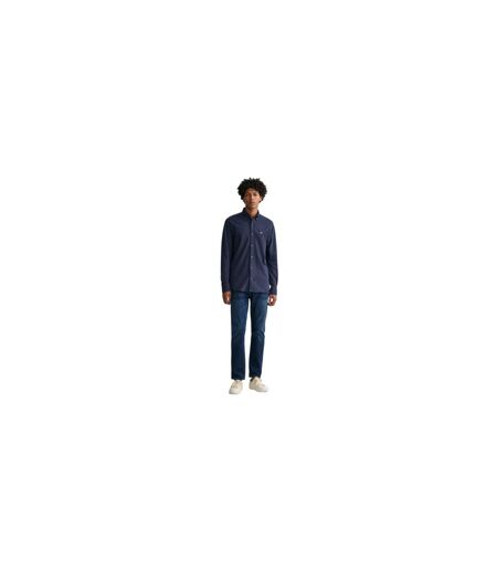 Mens Cotton Pique Regular Button-down Shirt Navy Gant