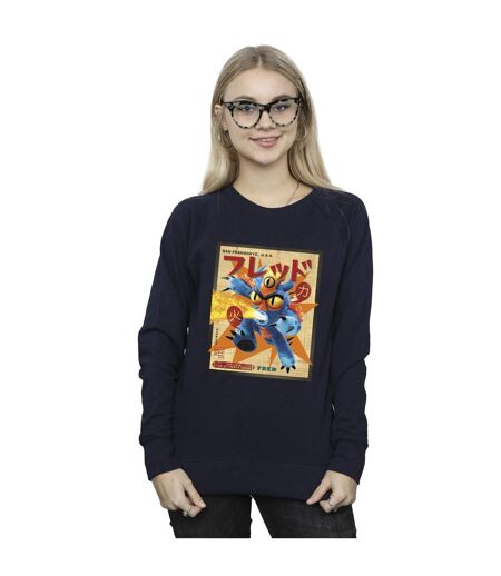 Disney Sweatshirt Big Hero 6 Baymax Fred Newspaper Femme/Femme (Bleu marine) - UTBI11469