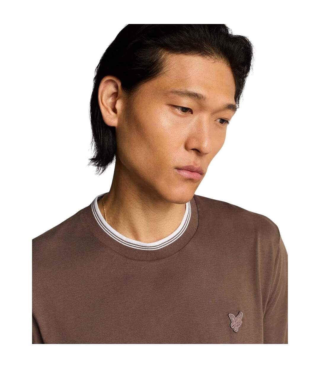 T-shirt Motif/style Rayure Contrastée Sur Bord Superfine Homme Violet Lyle & Scott-4