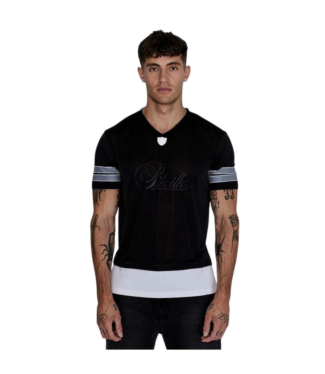 T-shirt Manches Courtes Homme Noir SikSilk-2