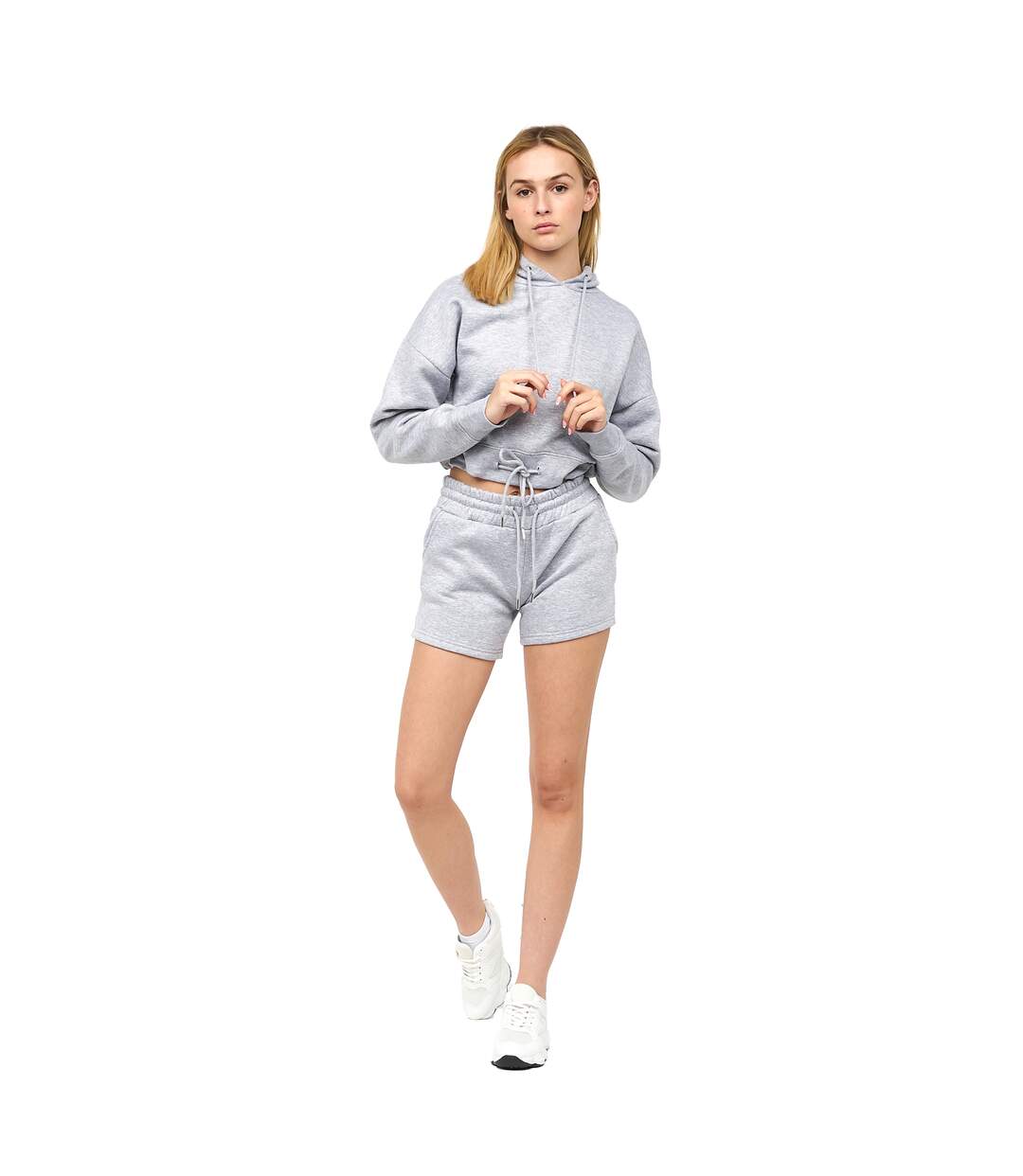 Womens/ladies Danica 2 Crop Hoodie Grey Marl Juice-1