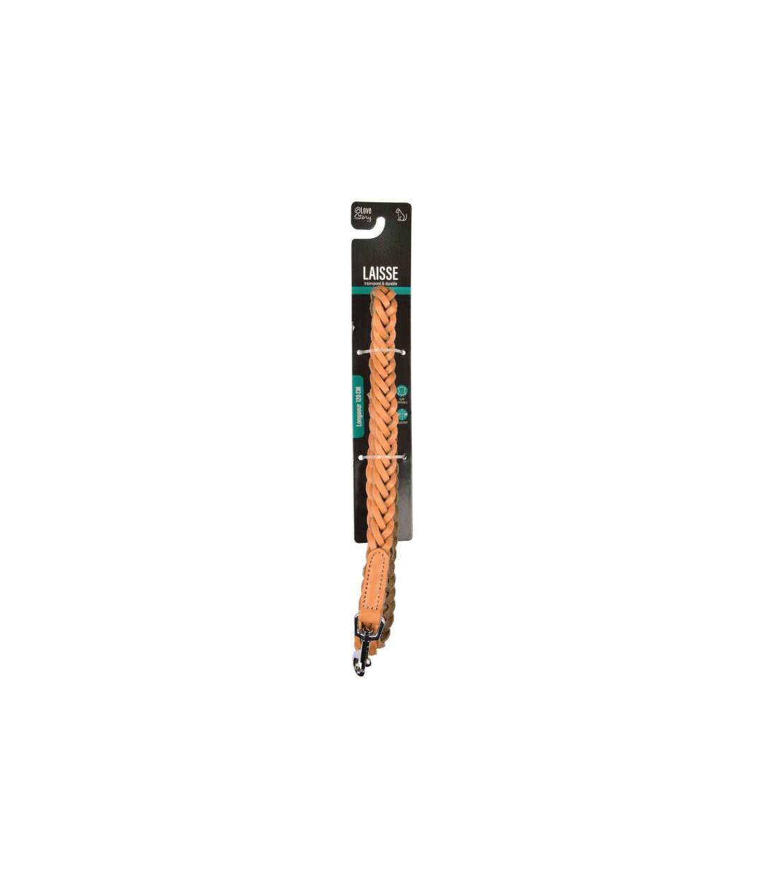 Laisse pour Chien en Cuir Tressé 120cm Naturel-3